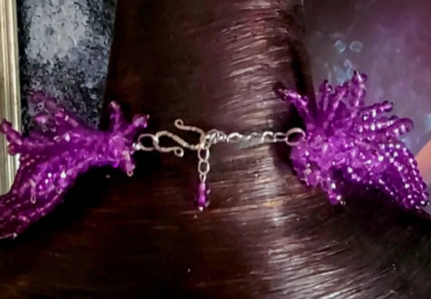 Purple Crystal Waterfall Chest Piece - Lovers of Purple Statement Necklaces - Drag Queen Accessory - Kat Kouture Jewelry