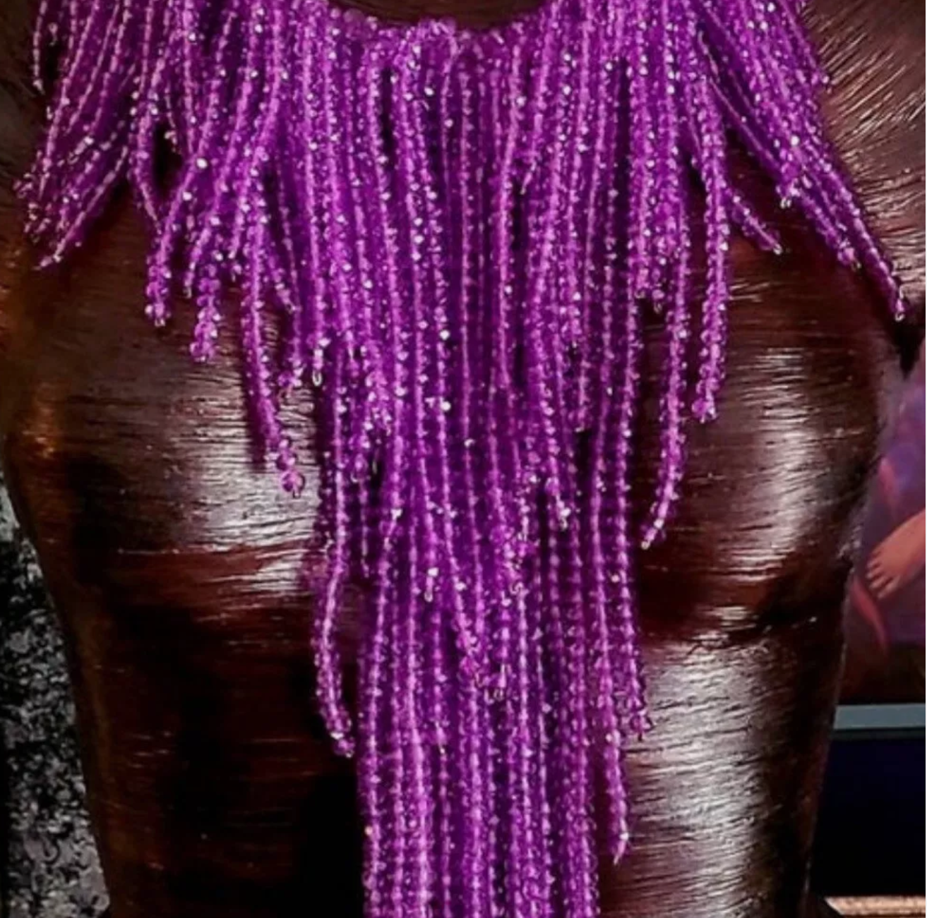 Purple Crystal Waterfall Chest Piece - Lovers of Purple Statement Necklaces - Drag Queen Accessory - Kat Kouture Jewelry