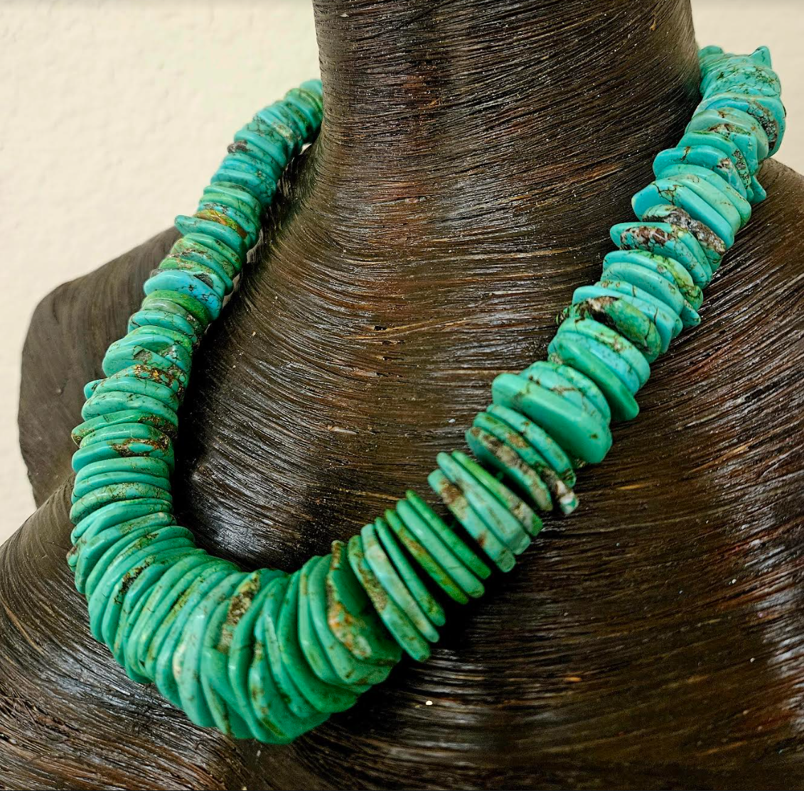 Green Faux Turquoise Heishi Statement Necklace - Western Style Howlite Layering Neck Candy - Cowgirl Cowboy Accessory - Kat Kouture Jewelry