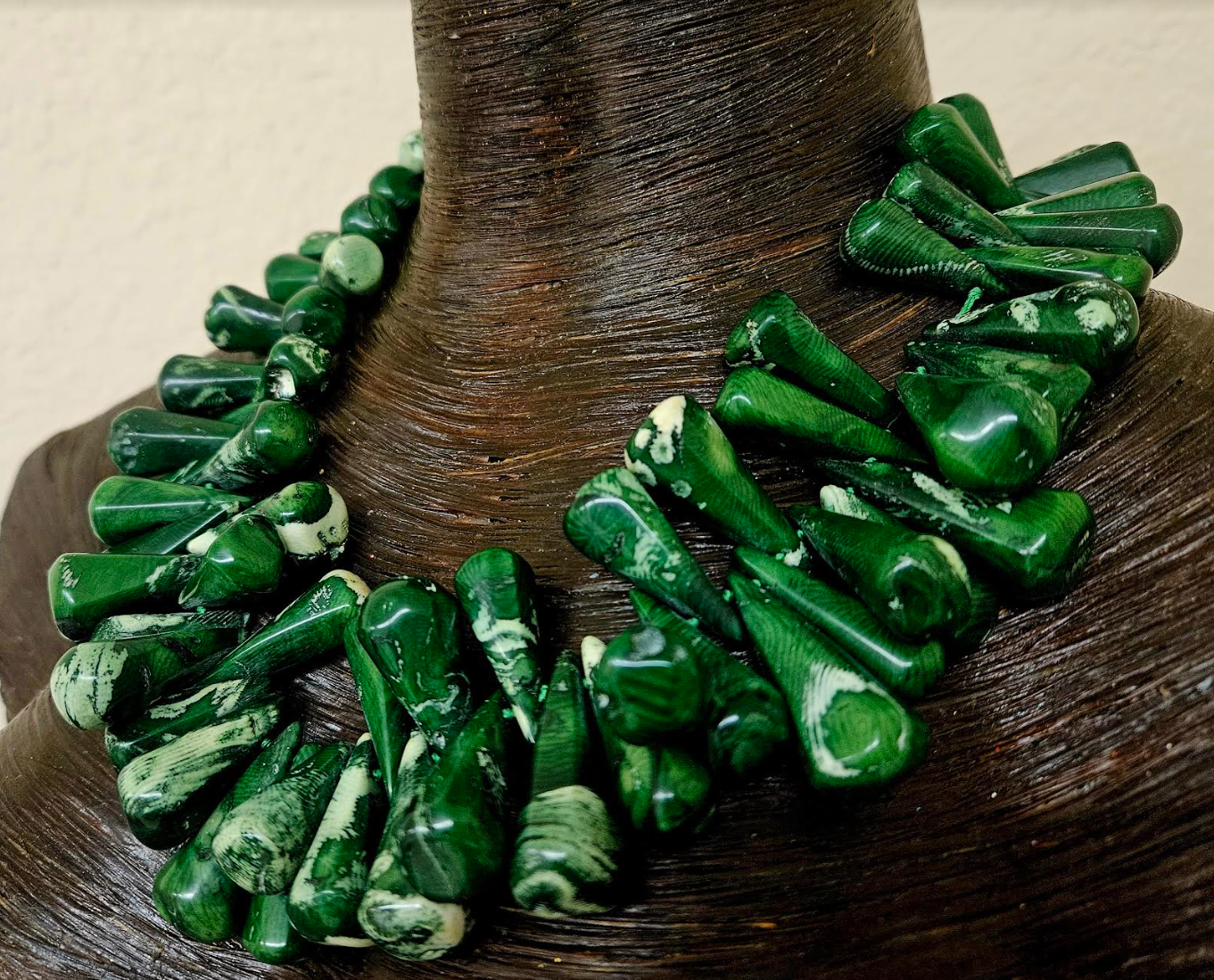 Green Teardrop Coral Heavy Statement Necklace - Socialite Gemstone Neck Candy - Business or Professional Setting Choker - Kat Kouture Jewelry Designs