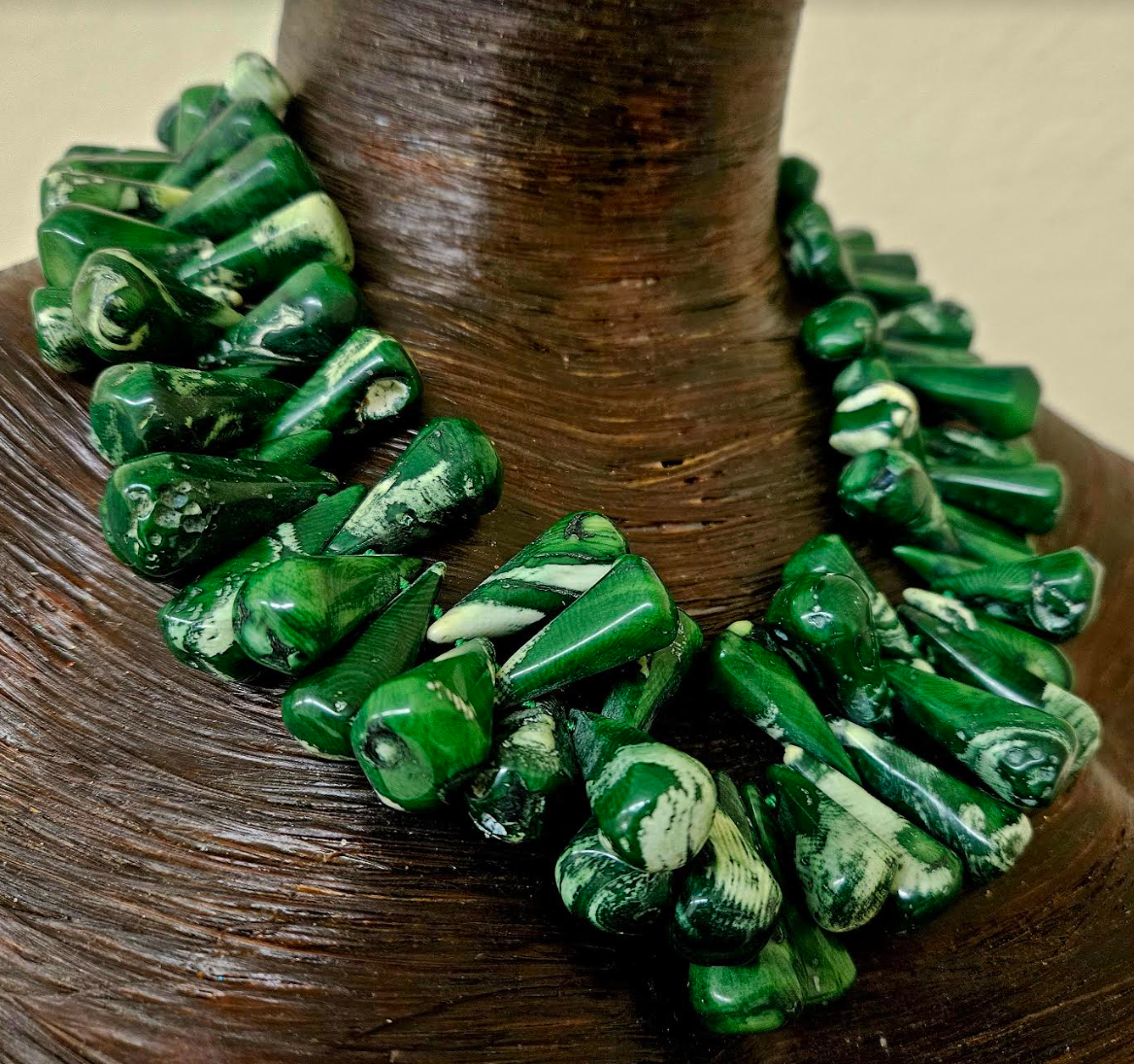 Green Teardrop Coral Heavy Statement Necklace - Socialite Gemstone Neck Candy - Business or Professional Setting Choker - Kat Kouture Jewelry Designs