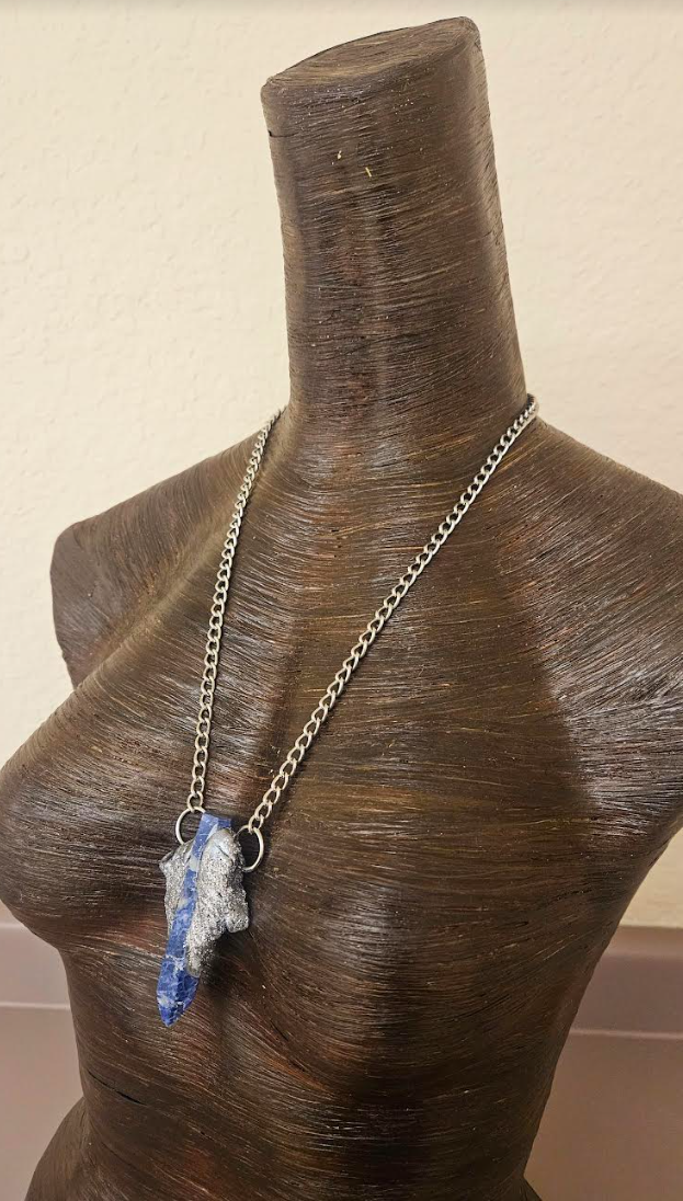 Sculpted Sodalite Tower Layering Pendant - Blue & Silver Gemstone Amulet - Jeans Jewelry - Kat Kouture Jewelry Designs