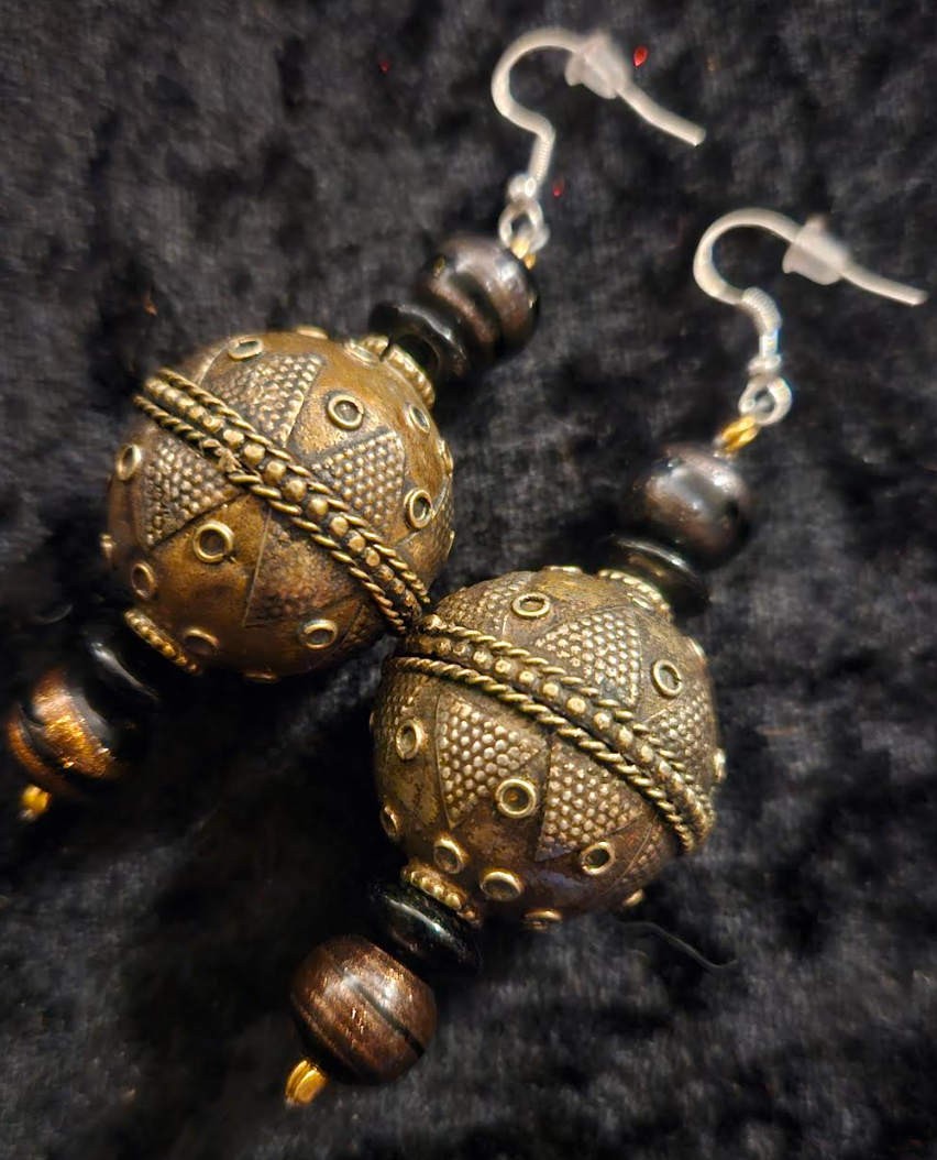 Turkman Tribal Beaded Pierced Earrings - Belly Dancer Nomadic Ear Candy - Exotic Ethnic Oversized Beaded Earrings - Kat Kouture Jewelry