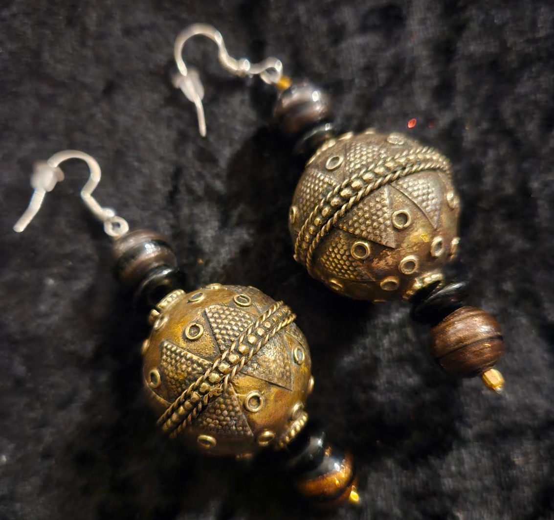 Turkman Tribal Beaded Pierced Earrings - Belly Dancer Nomadic Ear Candy - Exotic Ethnic Oversized Beaded Earrings - Kat Kouture Jewelry