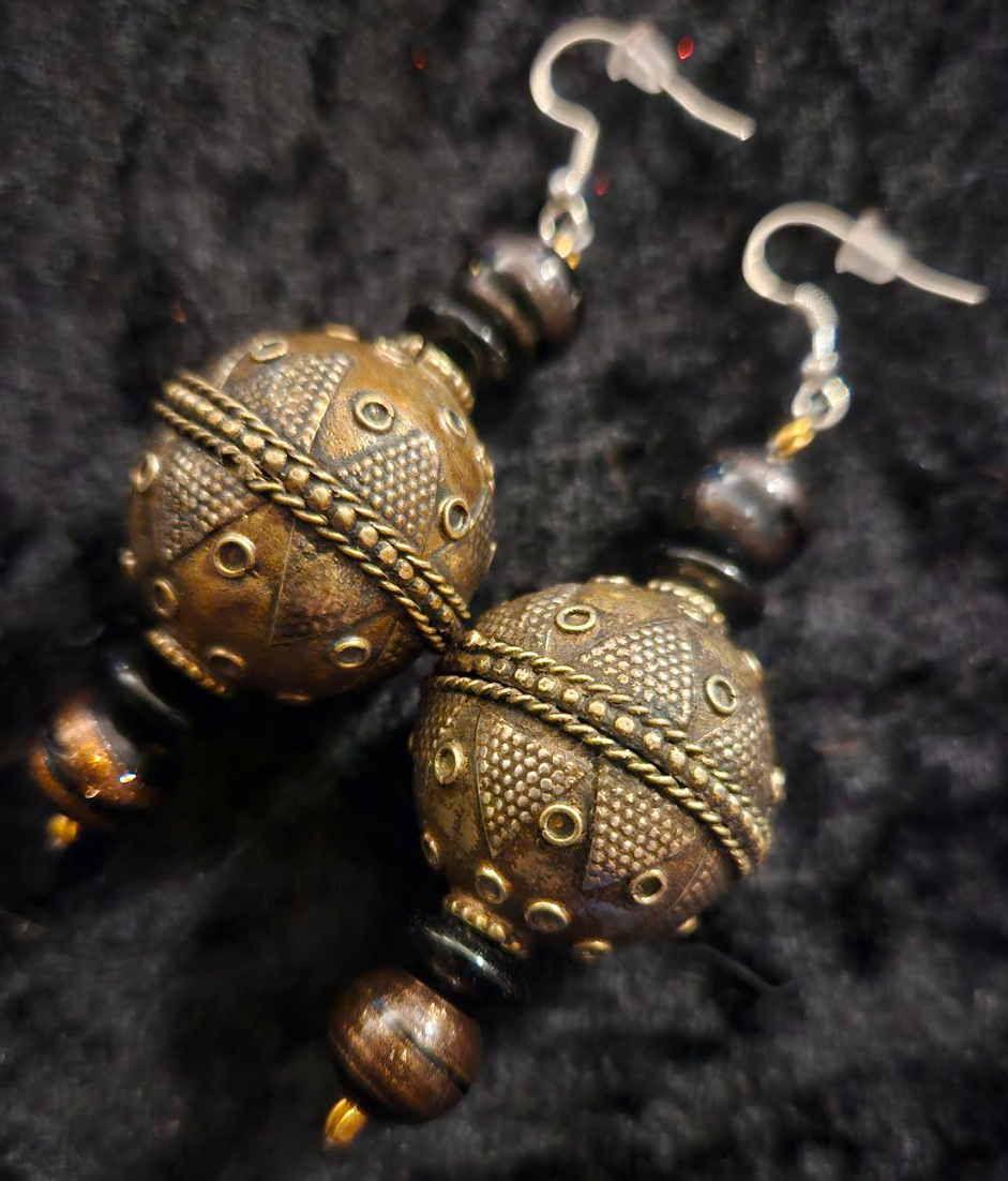 Turkman Tribal Beaded Pierced Earrings - Belly Dancer Nomadic Ear Candy - Exotic Ethnic Oversized Beaded Earrings - Kat Kouture Jewelry