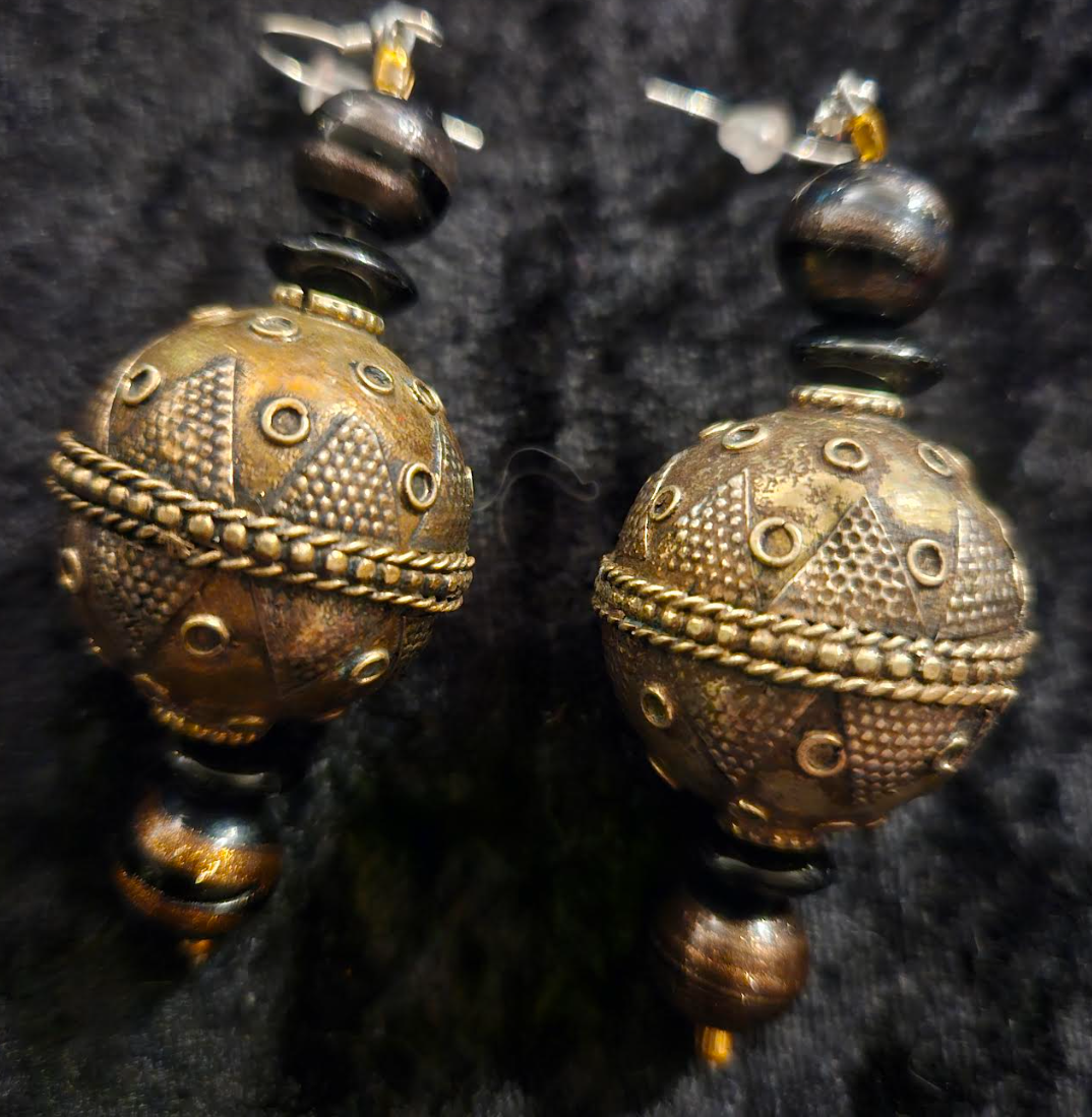 Turkman Tribal Beaded Pierced Earrings - Belly Dancer Nomadic Ear Candy - Exotic Ethnic Oversized Beaded Earrings - Kat Kouture Jewelry