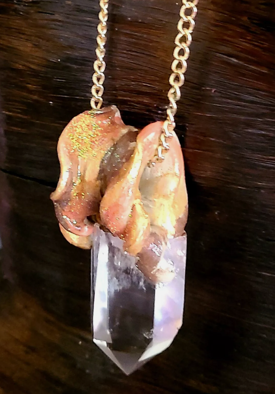 Sculpted Quartz Point for Petite Women - Faceted Crystal Layering Pendant - Unisex Gemstone Talisman - Kat Kouture Jewelry