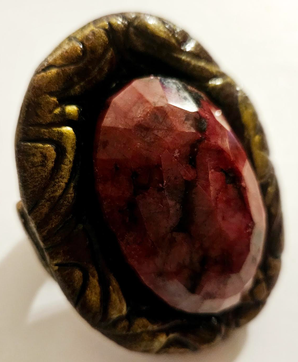 Faceted Ruby Sculpted Statement Ring - Two Finger Oversized Gemstone Ring for Petite Women - Kat Kouture Jewelry