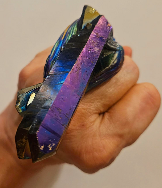 Rough Titanium Quartz Sculpted Statement Ring - Jewel Tone Avant Garde Gemstone Artisan Finger Candy - Flashy Hand Ring - Kat Kouture Jewelry