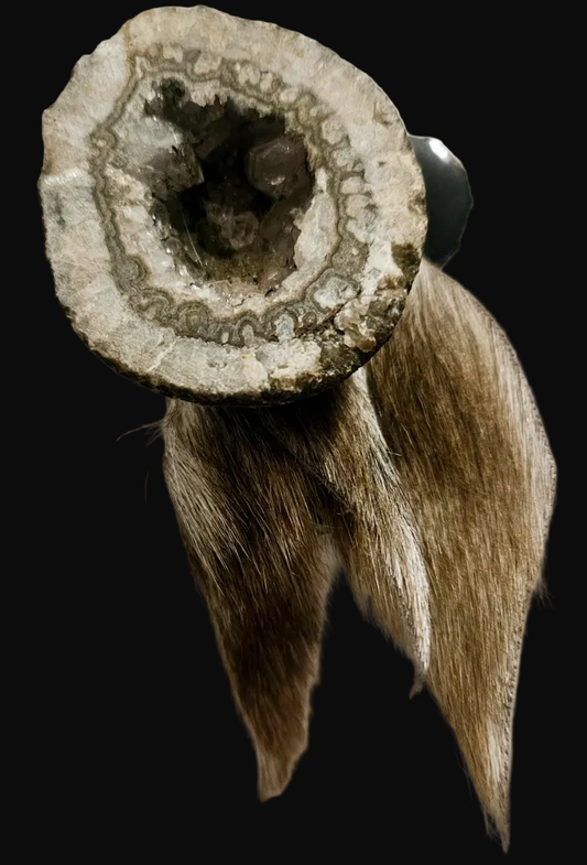 Avant Garde Geode & Fur Wild Artisan Adjustable Statement Ring