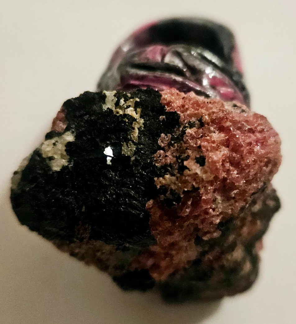 Rough Rhodochrosite Sculpted Statement Ring - Pink & Black Crystal Gemstone Finger Candy - Kat Kouture Jewelry