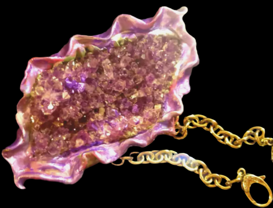 Amethyst Cuff With Chains - Purple Crystal Gemstone Luxury