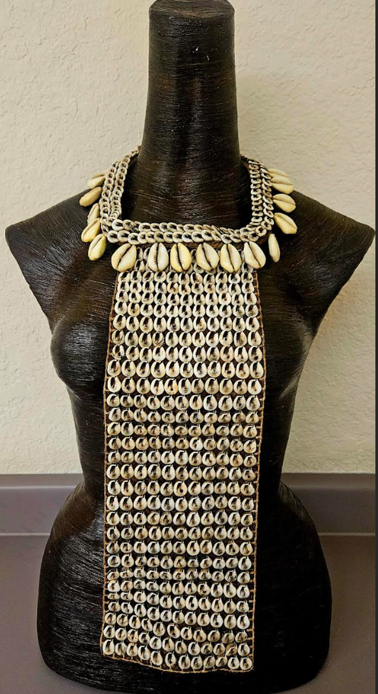 Androgynous Tribal Shell Chest Piece - Papua New Guinea Ceremonial Ethnic Necklace - Ethnographic Island Jewelry - Kat Kouture