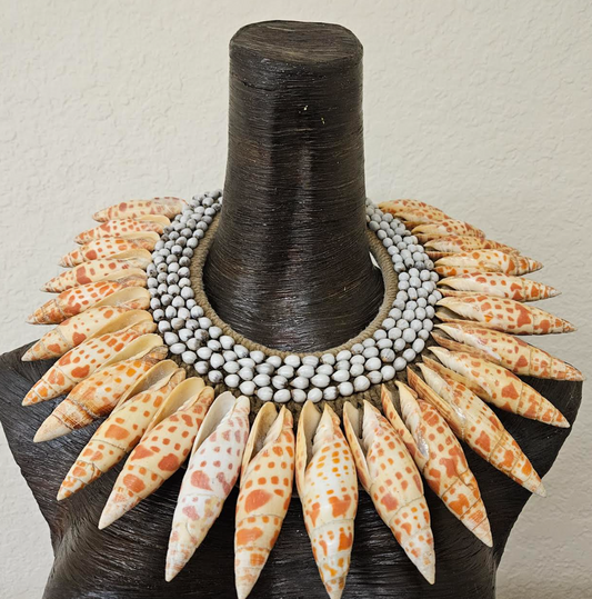 Ceremonial Spiral Shell Necklace Papua New Guinea - Exotic & Wild Ethnographic Jewelry Art - Stone Age People Wearable Crafts - Kat Kouture Jewelry