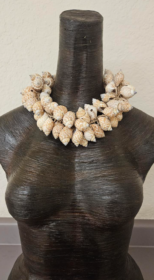 Beige & White Spiral Shell Statement Necklace Papua New Guinea - Bold Chunky and Dramatic Mermaid Neck Candy - Haute Couture Look Summer Choker - Kat Kouture Jewelry