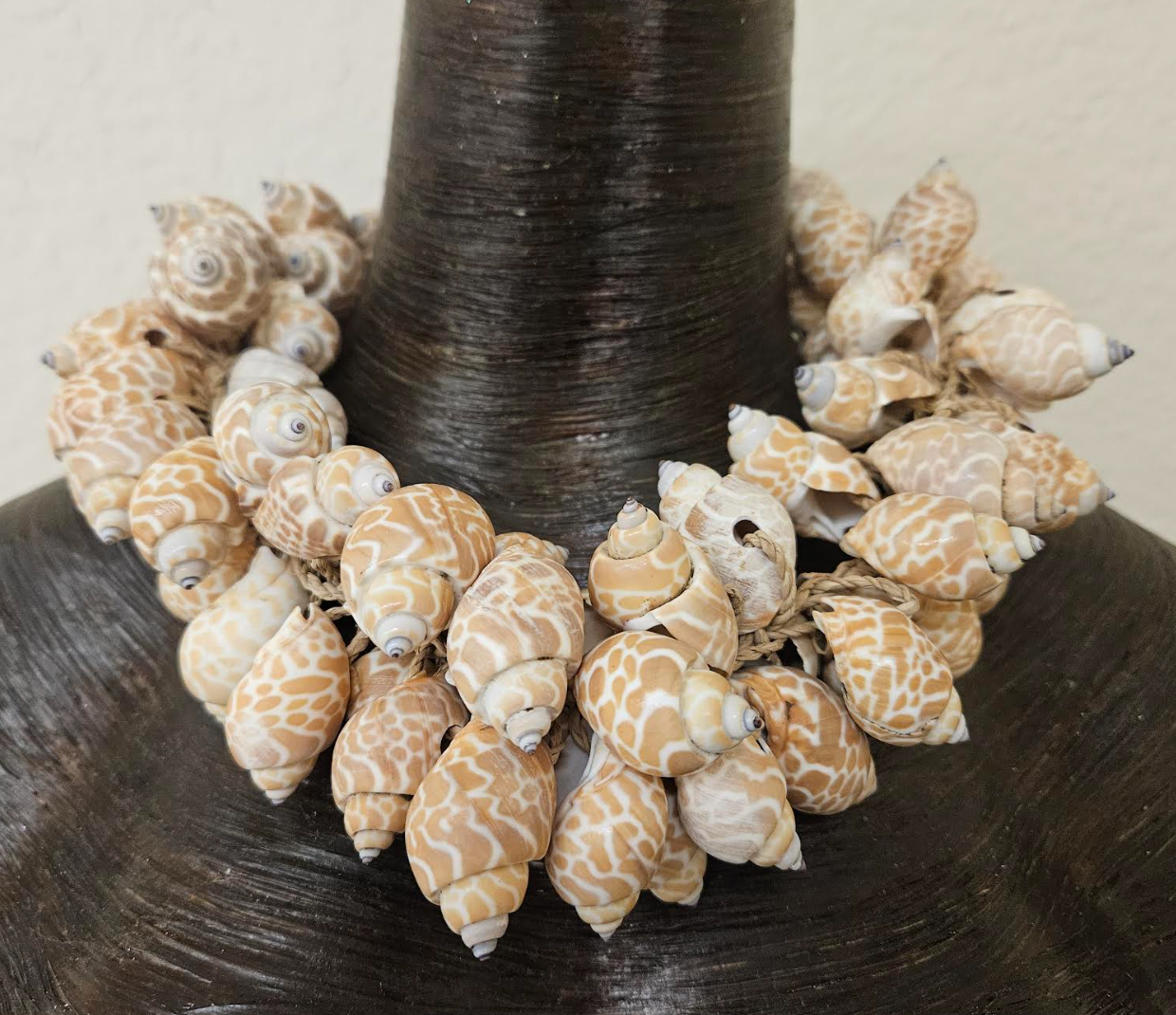 Beige & White Spiral Shell Statement Necklace Papua New Guinea - Bold Chunky and Dramatic Mermaid Neck Candy - Haute Couture Look Summer Choker - Kat Kouture Jewelry