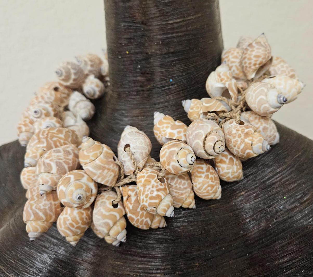 Beige & White Spiral Shell Statement Necklace Papua New Guinea - Bold Chunky and Dramatic Mermaid Neck Candy - Haute Couture Look Summer Choker - Kat Kouture Jewelry