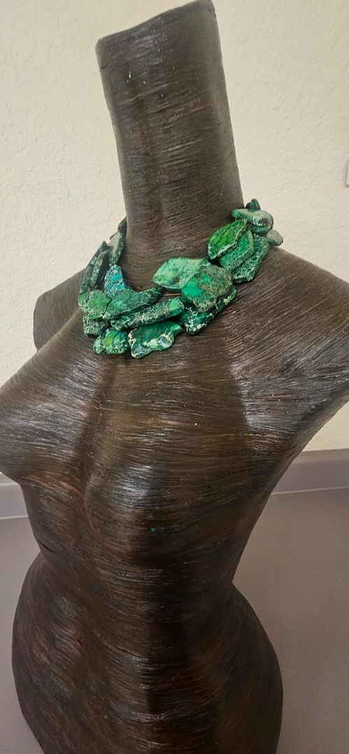 Green Sea Sediment Slab Multi Strand Statement Necklace - Saint Patrick's Day Neck Candy - Business or Professional Choker - Kat Kouture Jewelry