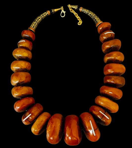 Huge Moroccan Resin Beaded Tribal Ethnic Bib Necklace - Unisex Design