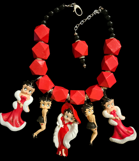 Betty Boop Figurine Statement Necklace - Bold Femme Fatale Neck Candy