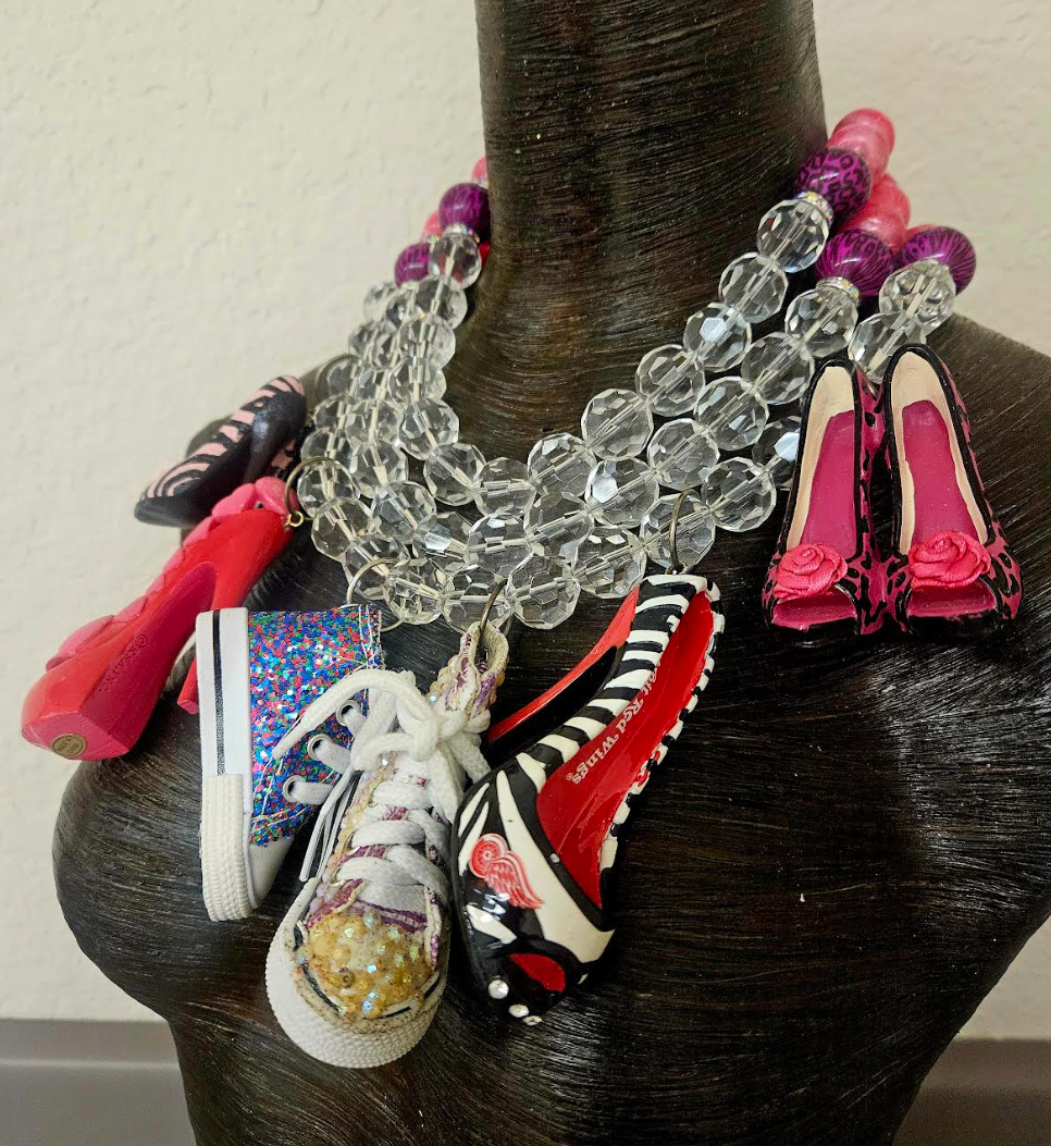 Wild Sneaker & Stiletto Shoe Statement Necklace - Editor Photoshoot