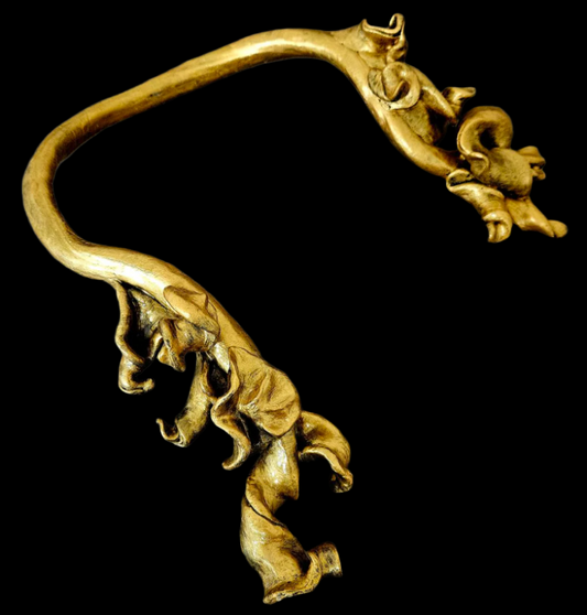 Metallic Gold Baroque Hand Sculpted Unisex Torc - Celebrity Stylists