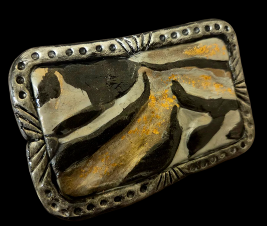 Zebra Print Sculpted Cane Oversized Adjustable Hand Ring - Exotic