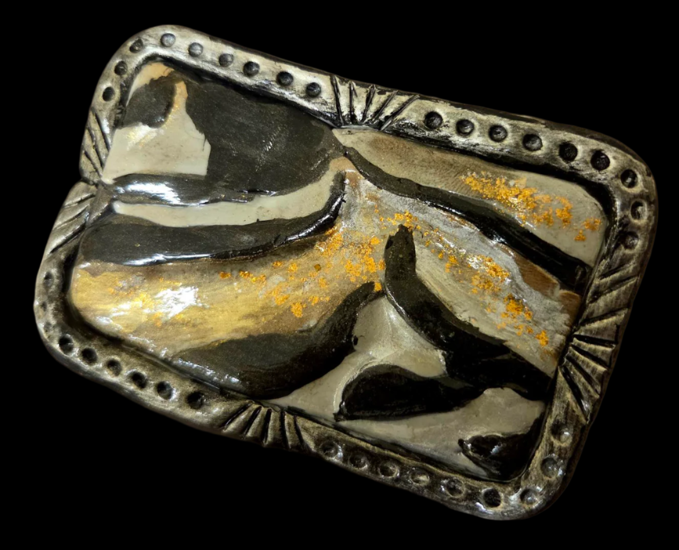 Zebra Print Sculpted Cane Oversized Adjustable Hand Ring - Exotic