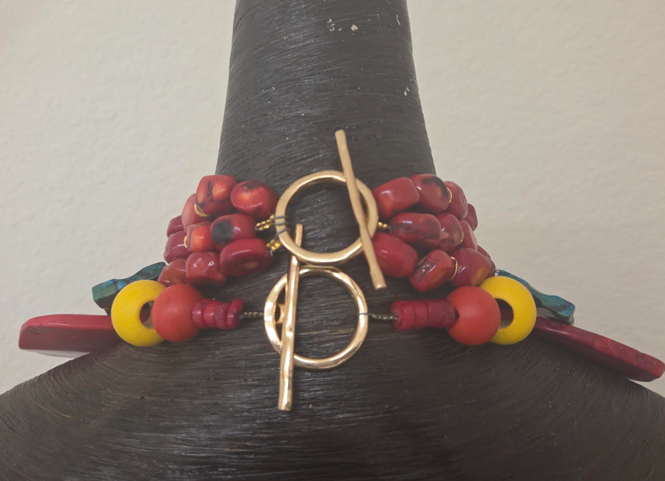 Red Coral, Azurite & Red Sea Sediment Slab Statement Necklace Set