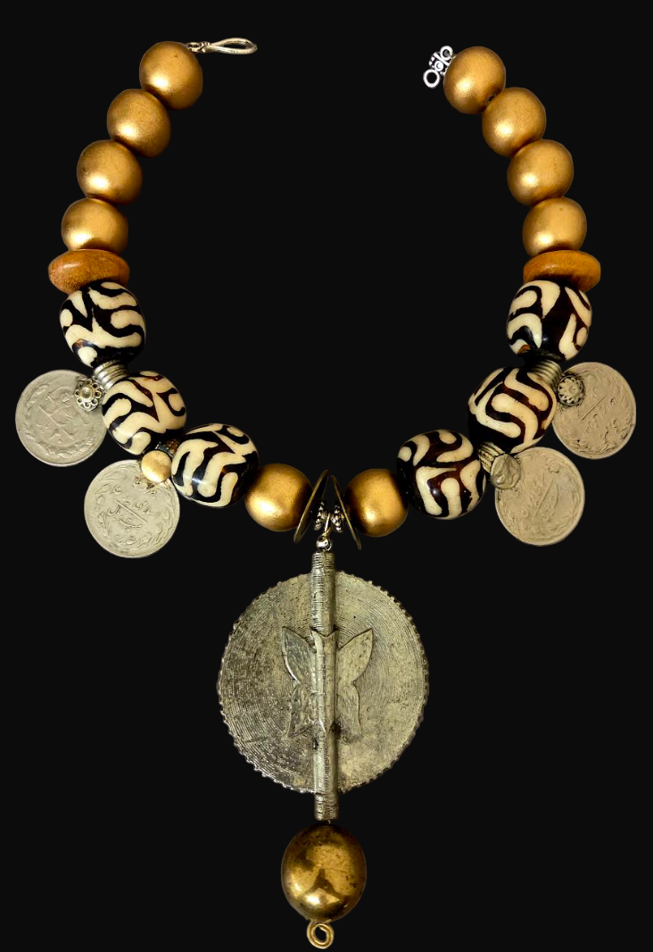 Baule Sundial Unisex Necklace – Tribal Coin Statement Jewelry | Kat Kouture