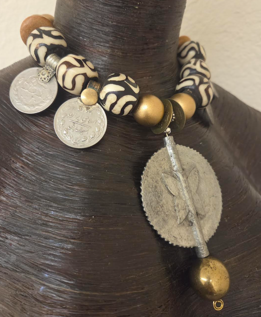 Baule Sundial Unisex Necklace – Tribal Coin Statement Jewelry | Kat Kouture