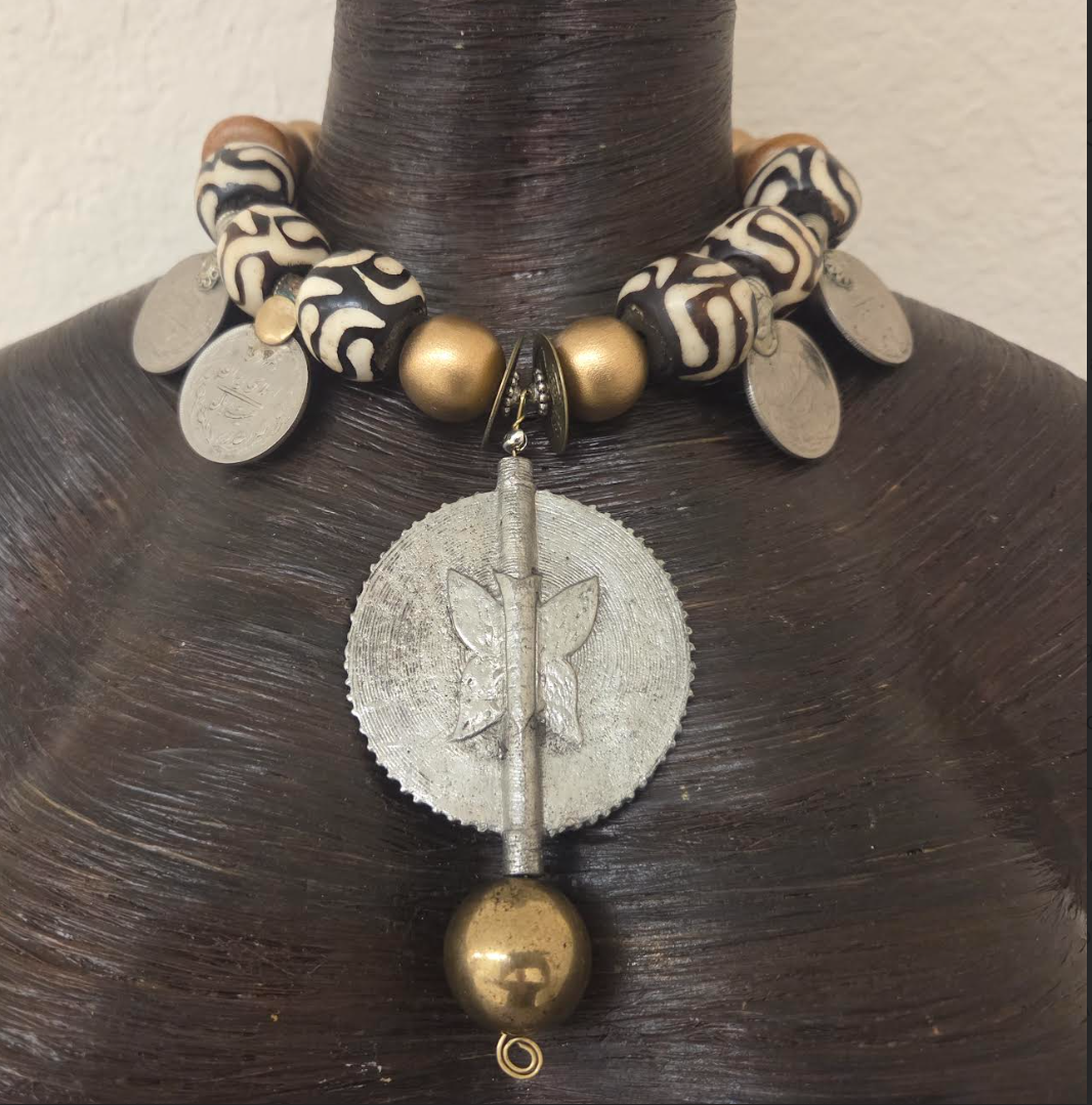 Baule Sundial Unisex Necklace – Tribal Coin Statement Jewelry | Kat Kouture