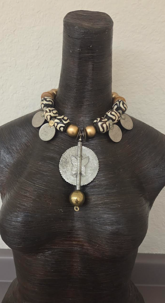 Baule Sundial Unisex Necklace – Tribal Coin Statement Jewelry | Kat Kouture