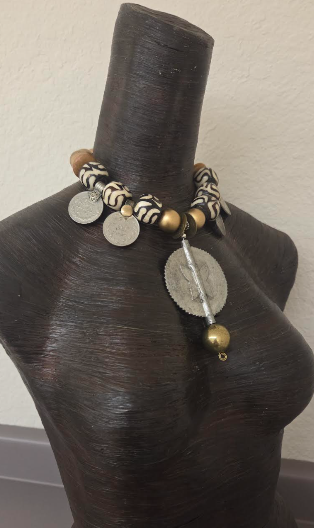 Baule Sundial Unisex Necklace – Tribal Coin Statement Jewelry | Kat Kouture