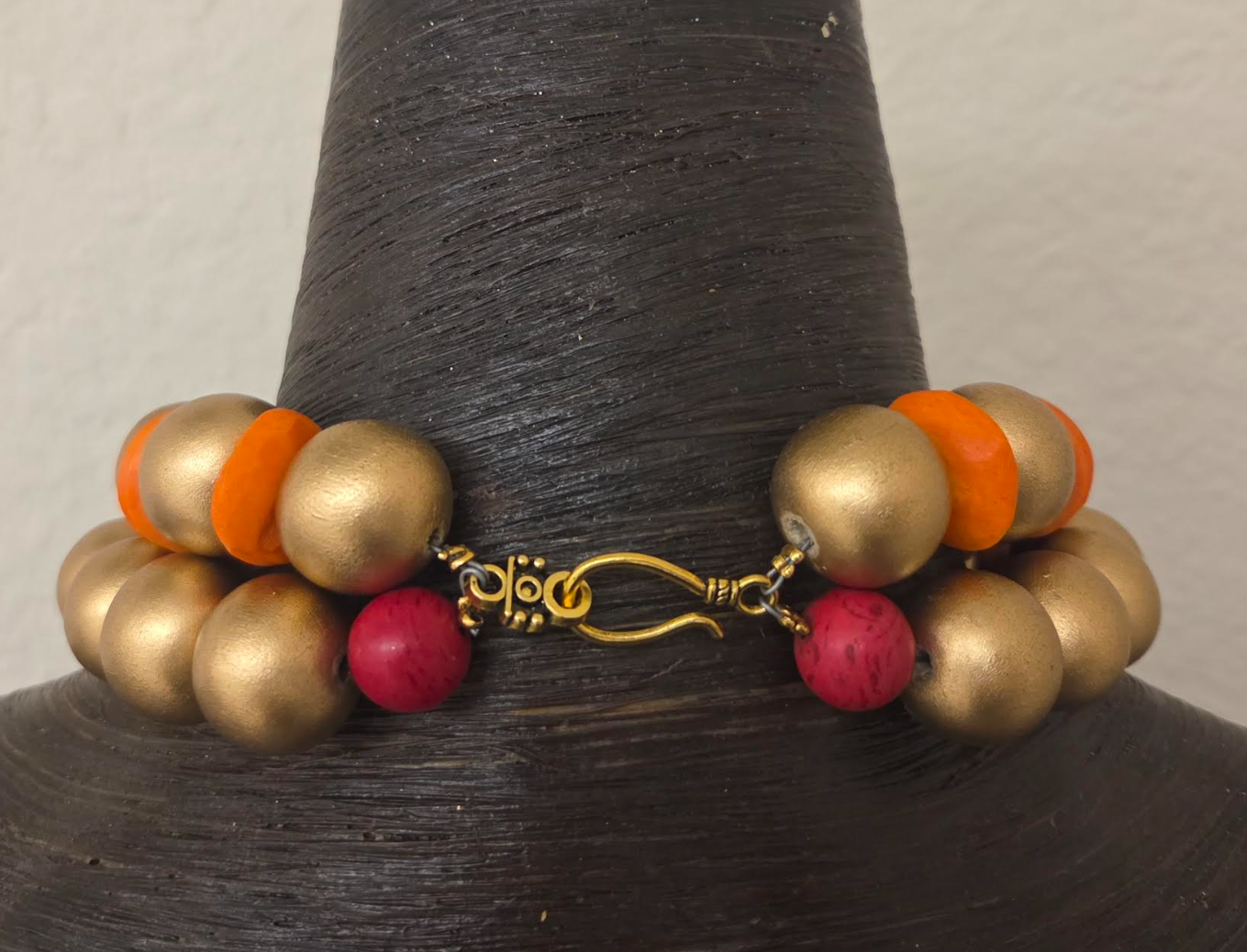 Tibetan & African Oversized Beaded Double Strand Tribal Choker - Autumn Wardrobe Ethnic Choker from Kat Kouture