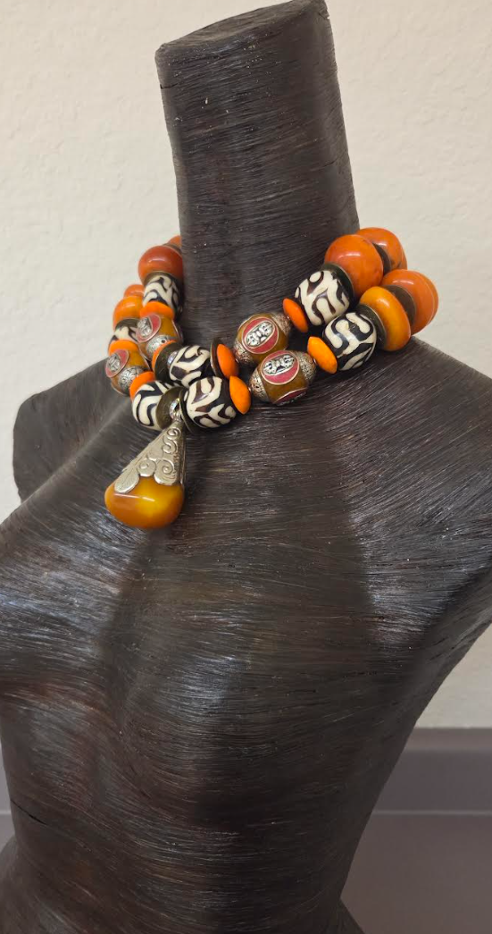 Tibetan African Ethnic Exotic Beaded Statement Necklace