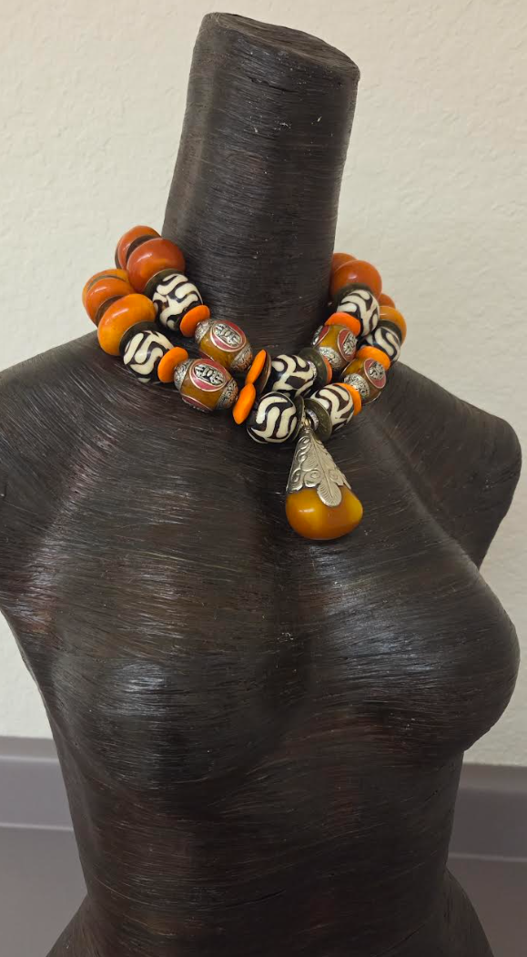 Tibetan African Ethnic Exotic Beaded Statement Necklace