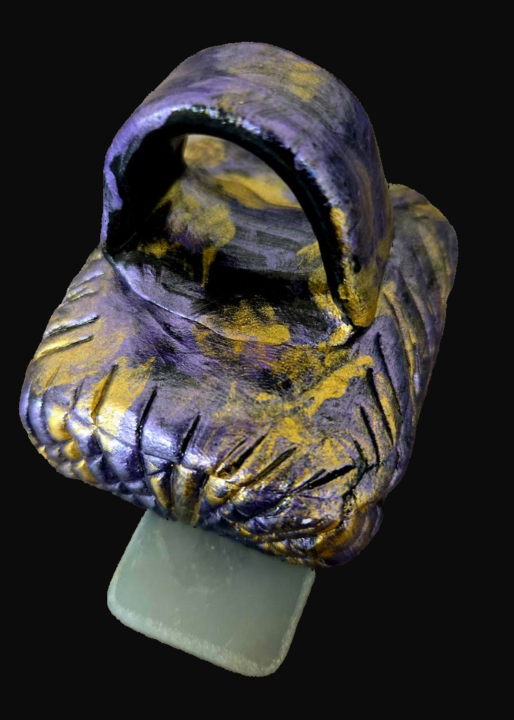 Unisex Blue & Purple Titanium Druzy Sculpted Hand Ring - Flashy