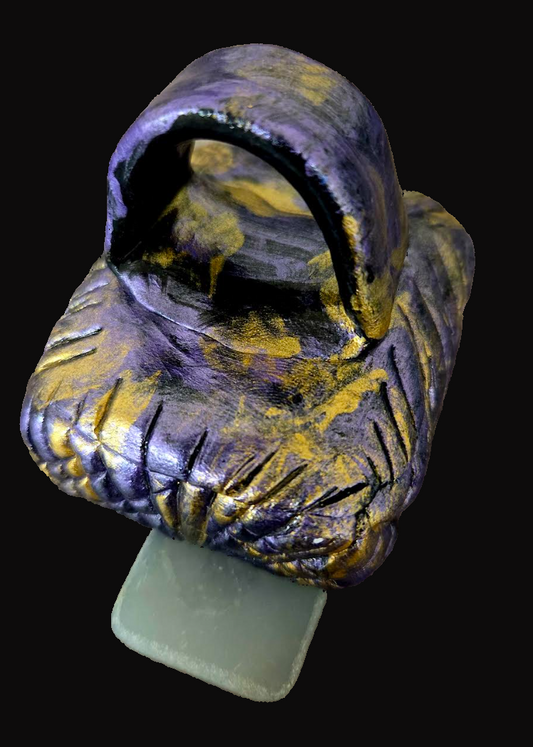 Unisex Blue & Purple Titanium Druzy Sculpted Hand Ring - Flashy