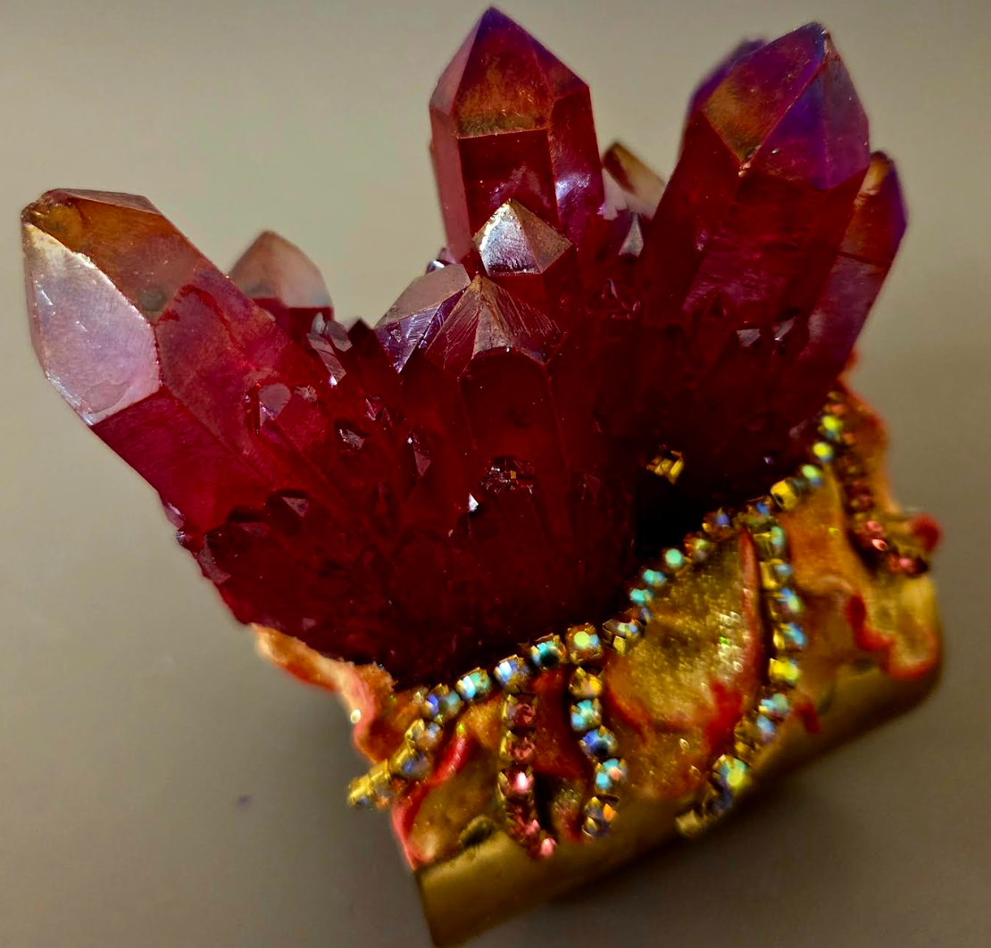 Ruby Red Quartz Sculpted Cuff - Haute Couture Statement