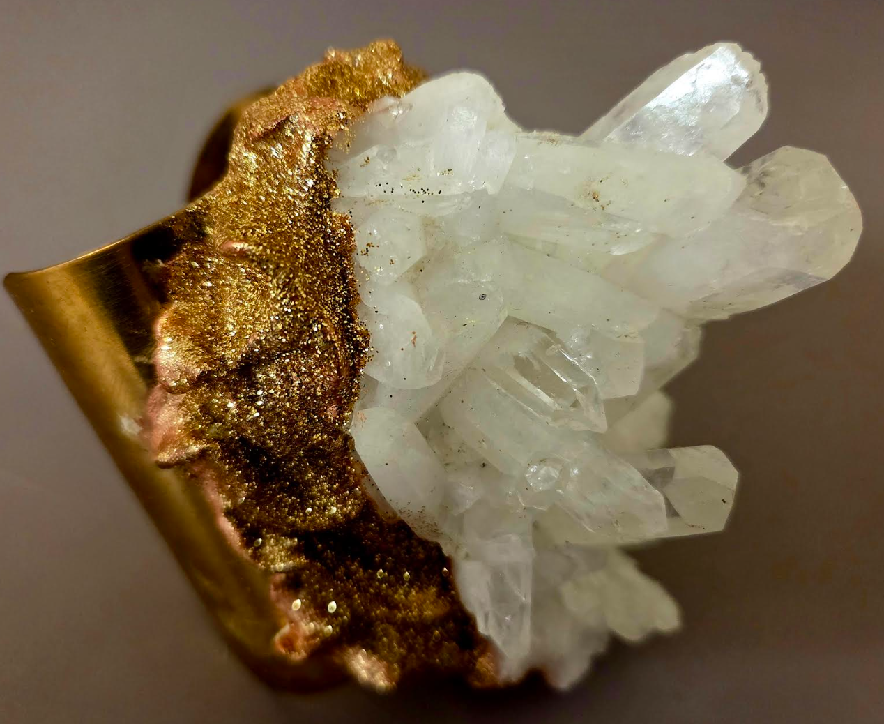 White Quartz Statement Cuff & Ring Set - Haute Couture