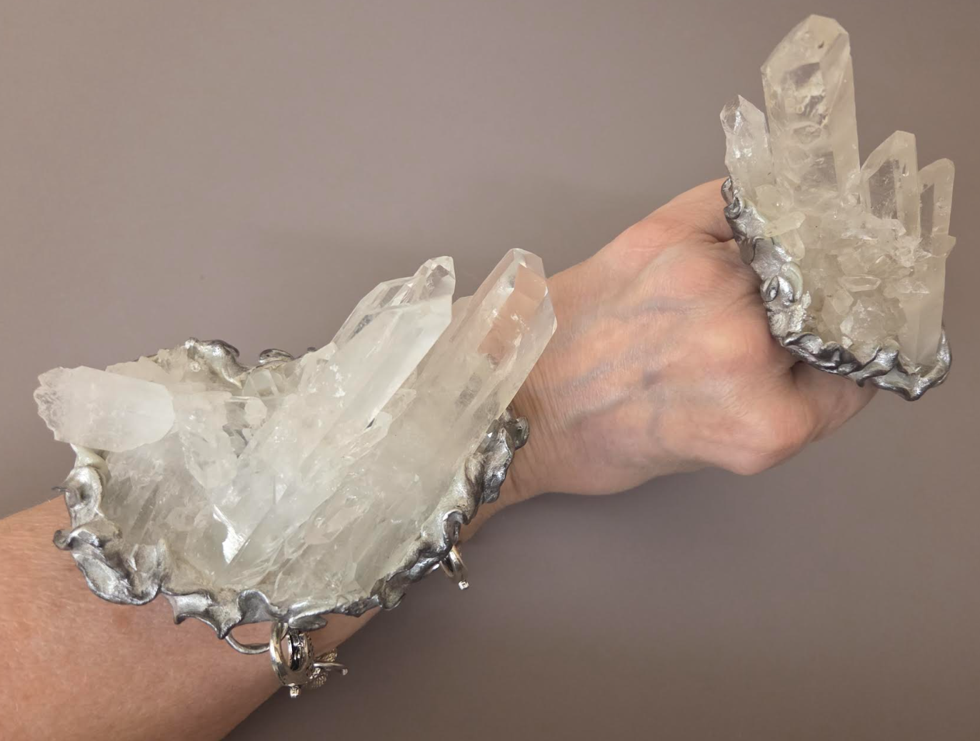 Rough Quartz Statement Cuff & Ring Set - Red Carpet