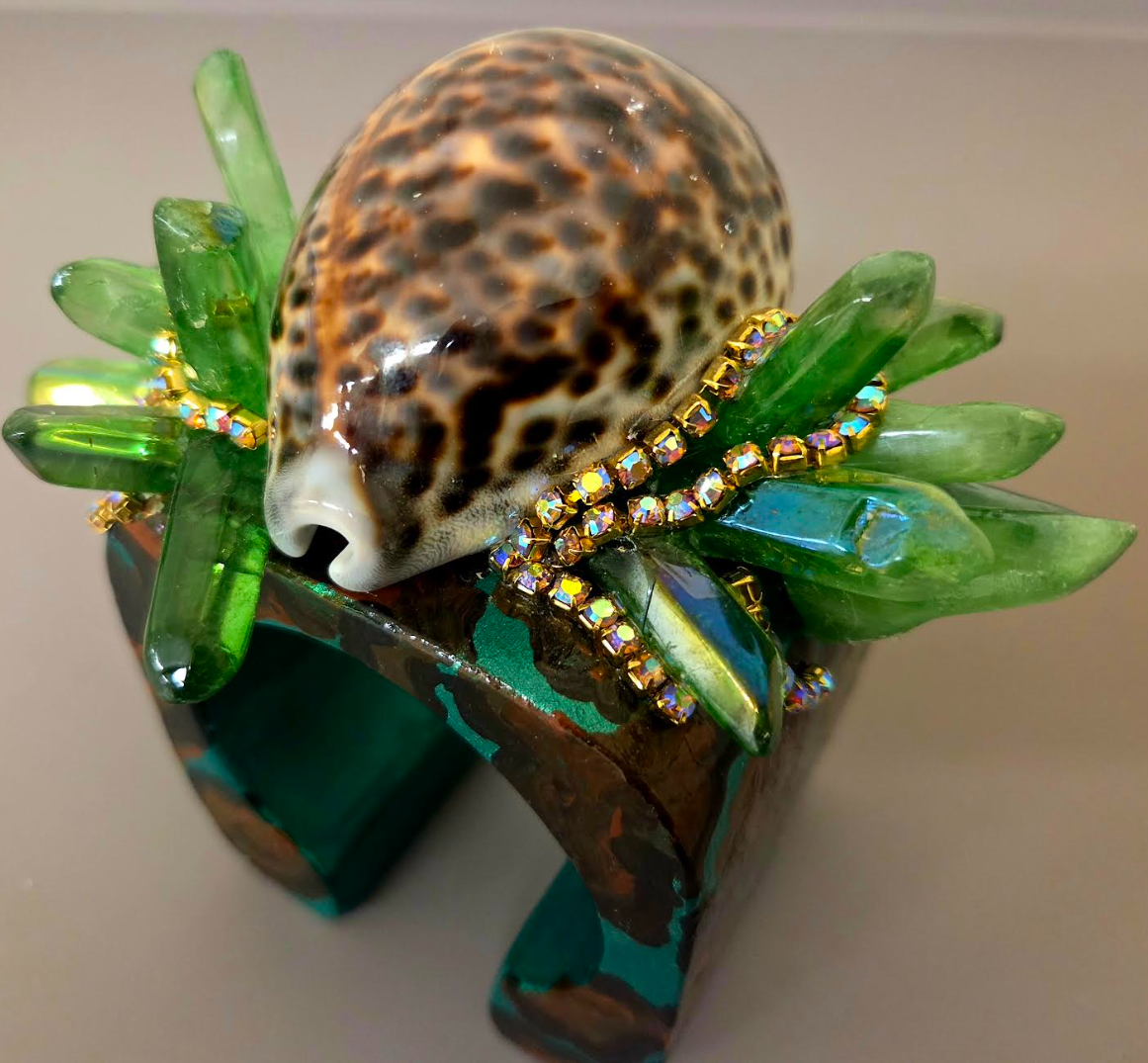 Cowrie Shell Leopard Cuff - Wild Exotic Showstopper