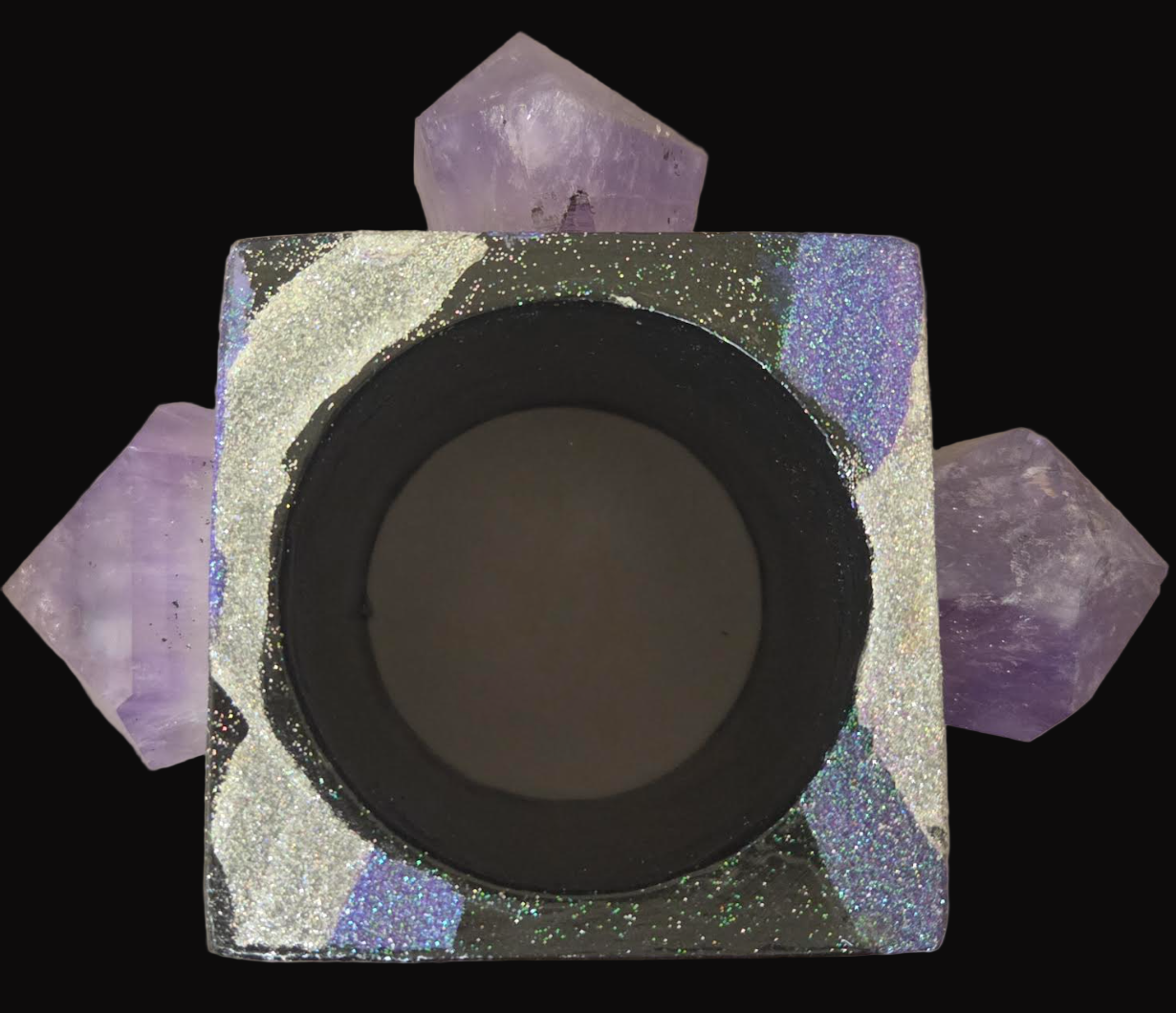 Oversized Square Statement Cuff - Amethyst & Art Deco