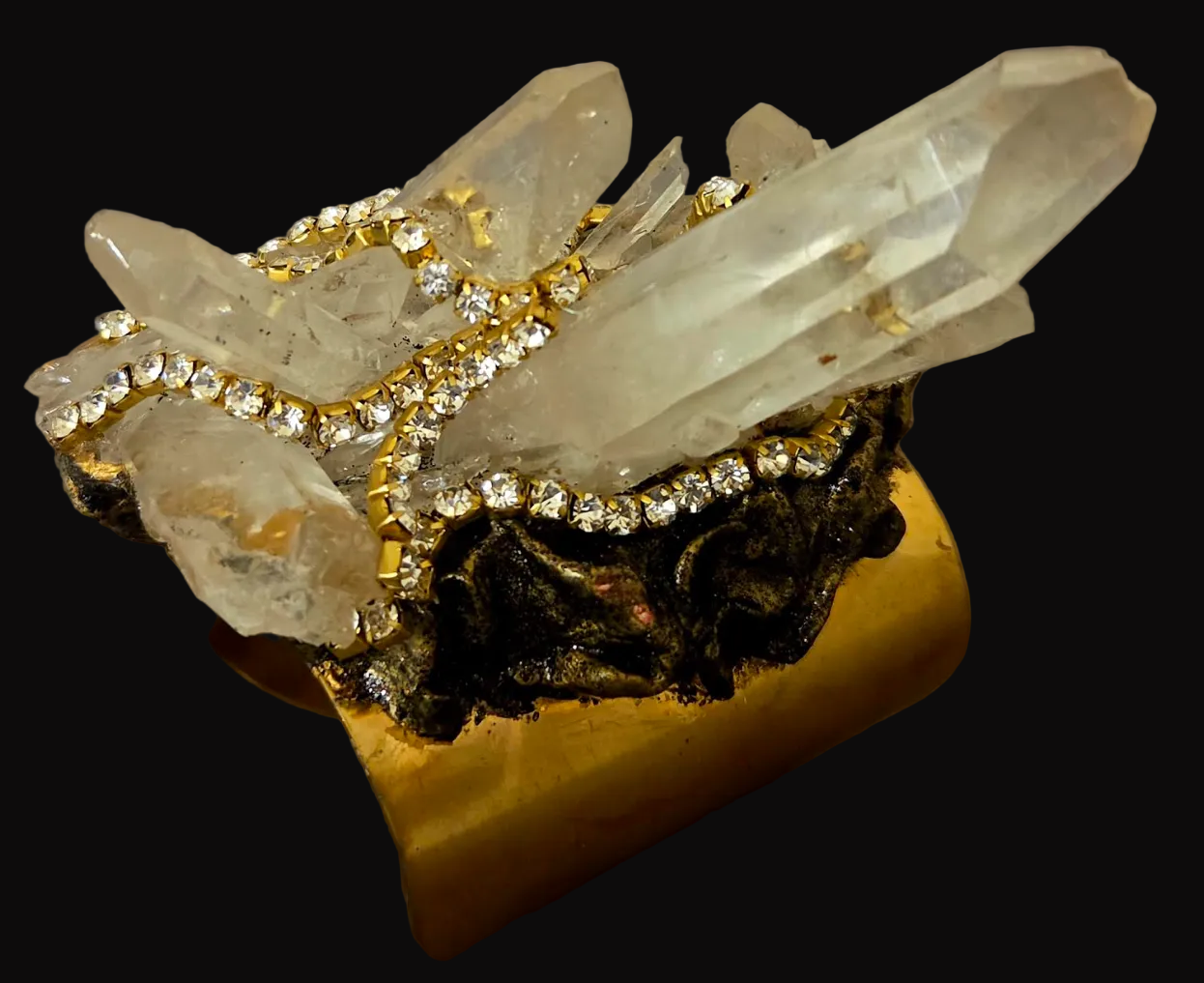Rough Quartz & Rhinestone LUXE Cuff - Hollywood Glam