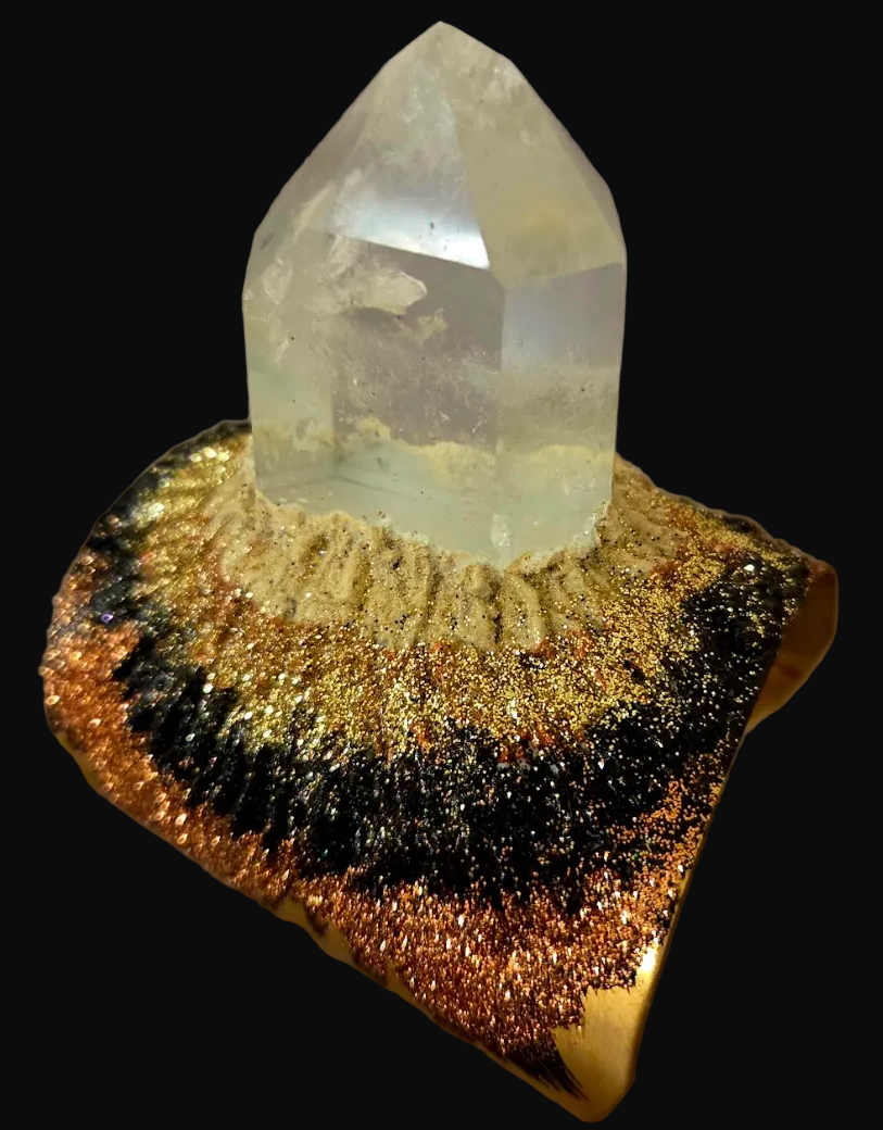 Quartz Point Ombre Glitter Brass Cuff - Wearable Art