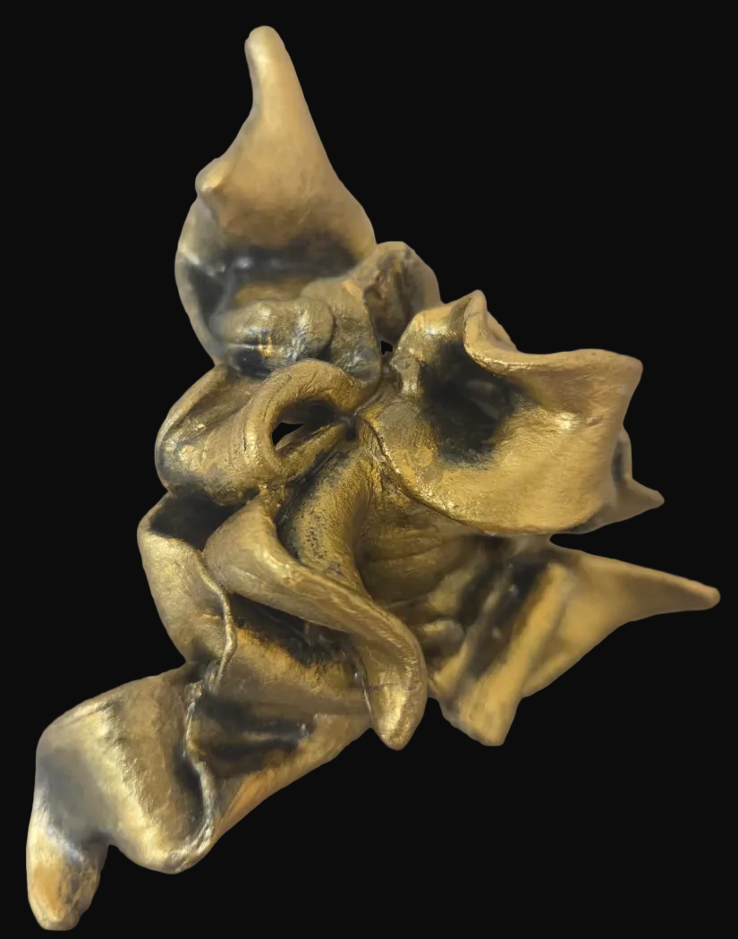 Golden Bronze Squiggly Abstract Industrial Sculpted Hand Ring