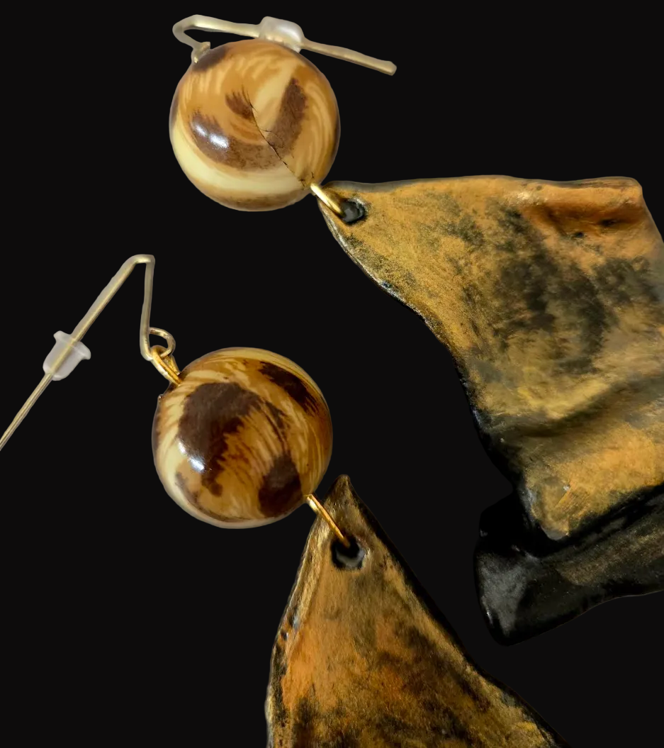 Wild Exotic Ombre & Leopard Sculpted Pierced Earrings - Haute Couture