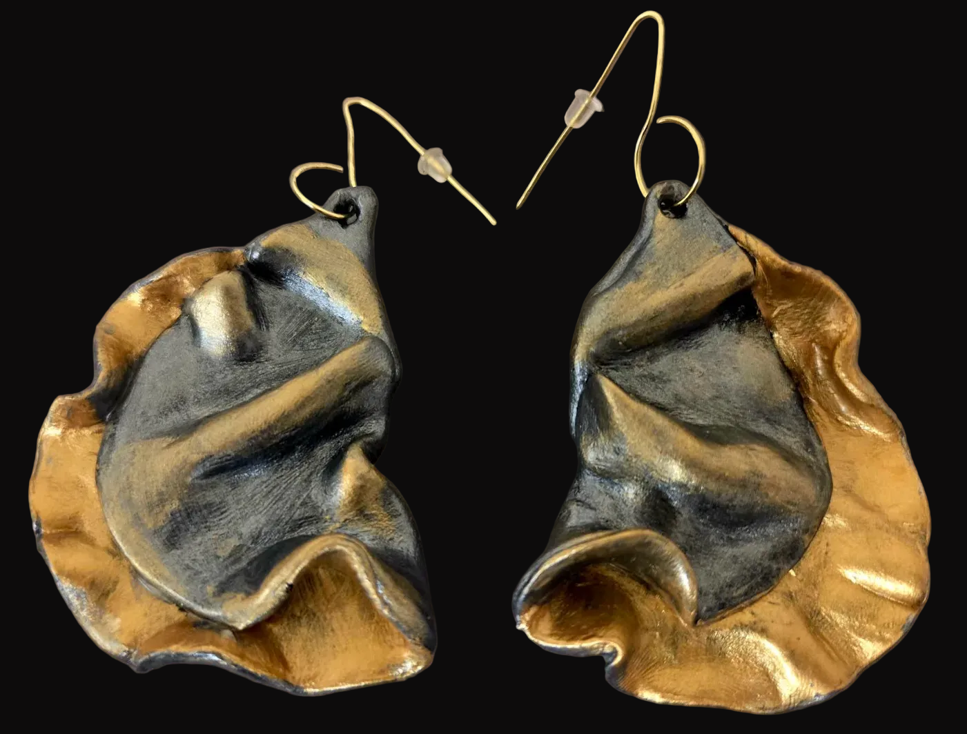 Metallic Gold & Zinc Hand Sculpted Faux Metal Shoulder Dusters - OOAK