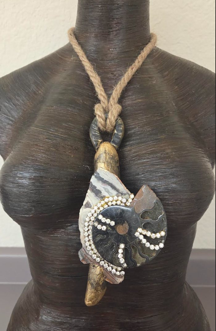 Earth Tone Mixed Media Component Organic Pendant on a Hemp Rope